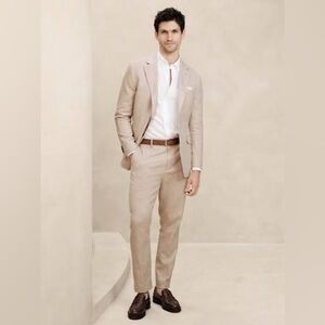 Tailored-Fit Linen-Cotton Blend Suit Pants